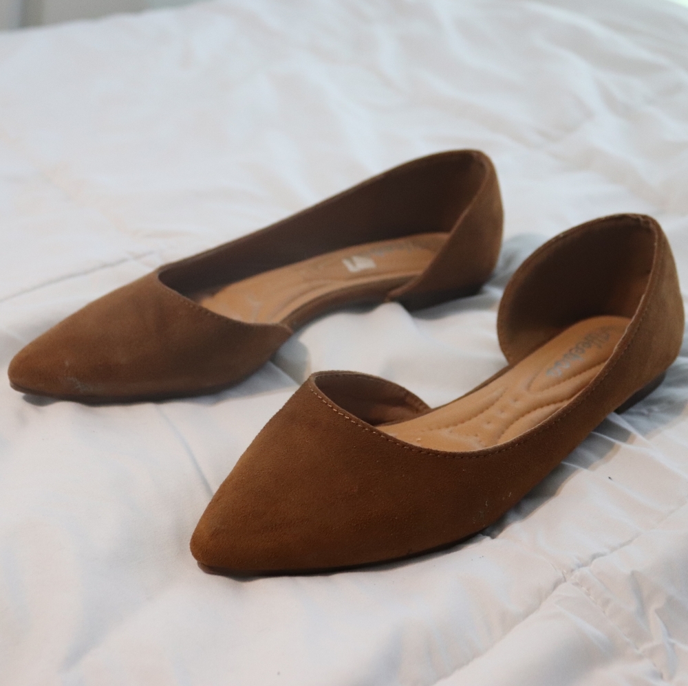 Weeboo Brown Pointed Toe Suede Flats